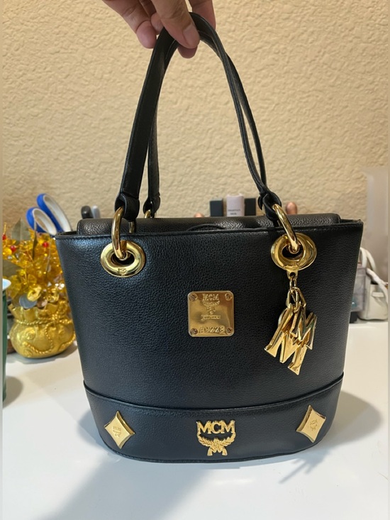 MCM Handbags - MCM SMALL BLACK LEATHER HANDBAG